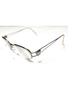 Versace Y01 Vintage Small Silver Metal Half Rim Oval Eyeglasses Frame 49-19 130
